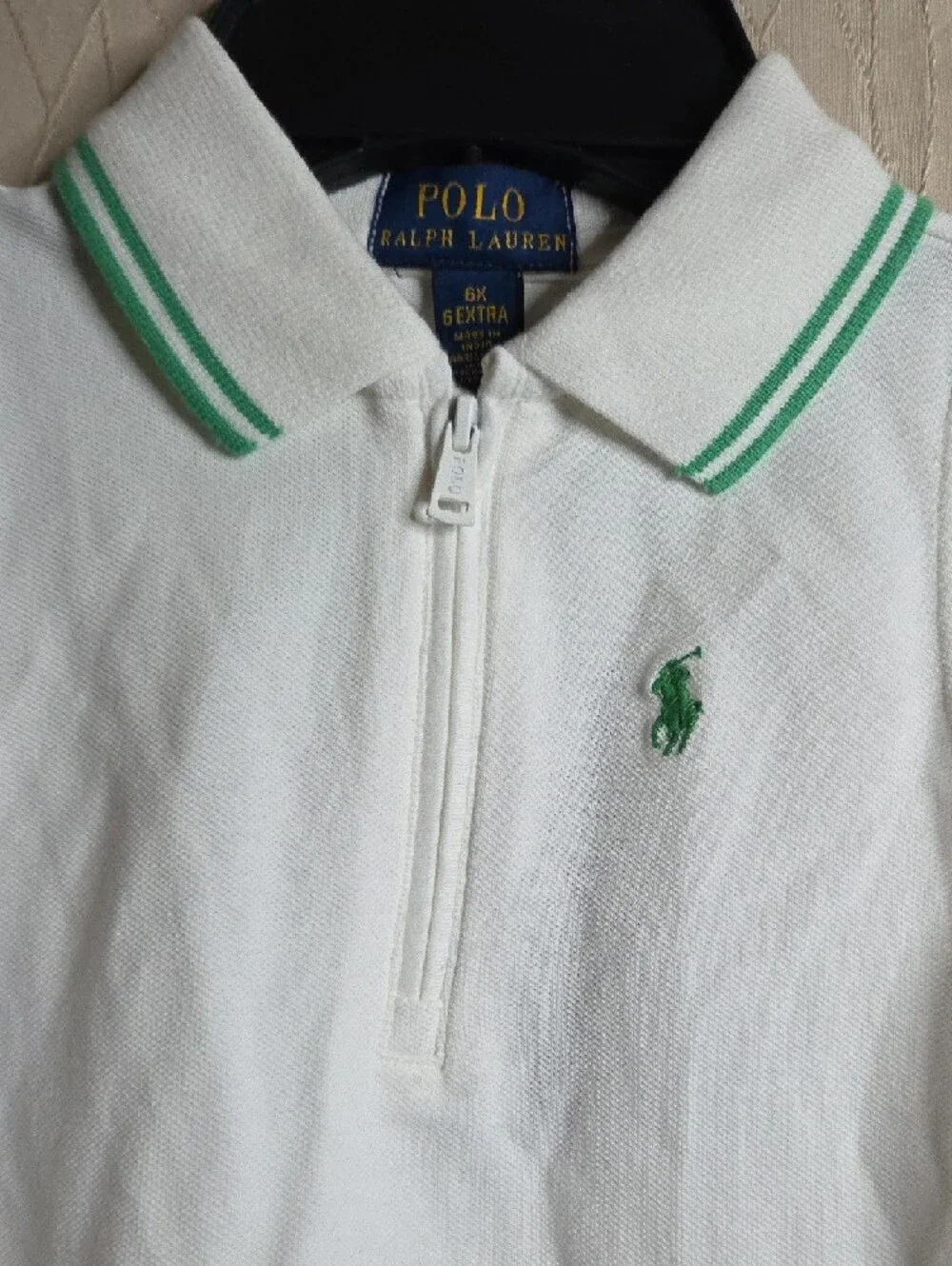 Ralph Lauren White Sleeveless Polo‎ Tank with Green Trim